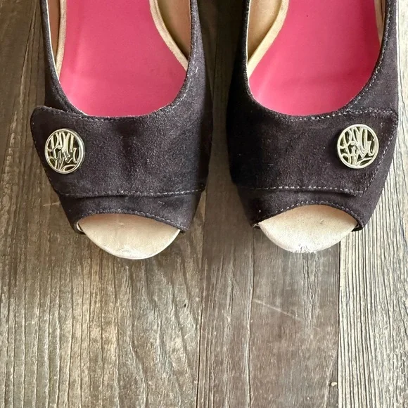 Lilly Pulitzer Brown Suede Peep Toe Wedges - Picture 7 of 12